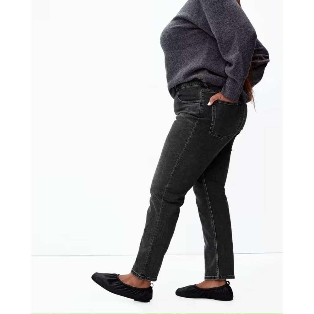 Everlane Jean 30 Ankle Original Cheeky Straight High Rise Washed Black Crop Zip